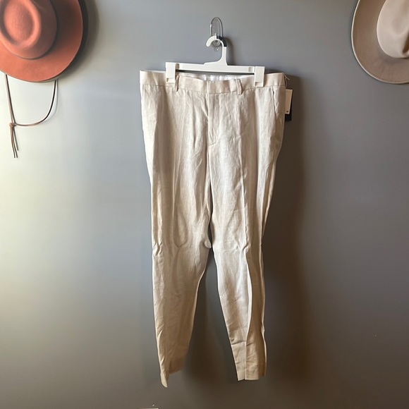 H&M slim fit linen suit pants in light beige melange. NWT - Picture 5 of 9